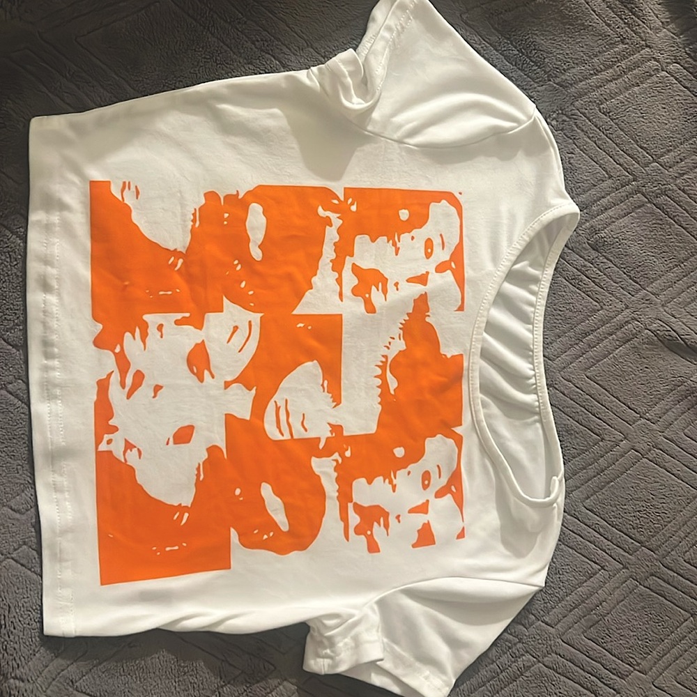 Orange/ white crop top